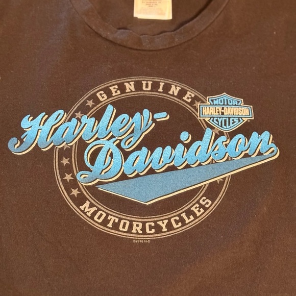 Harley Davidson Bert’s Black Widow Blue print on Black Tee Size Large - Picture 10 of 14